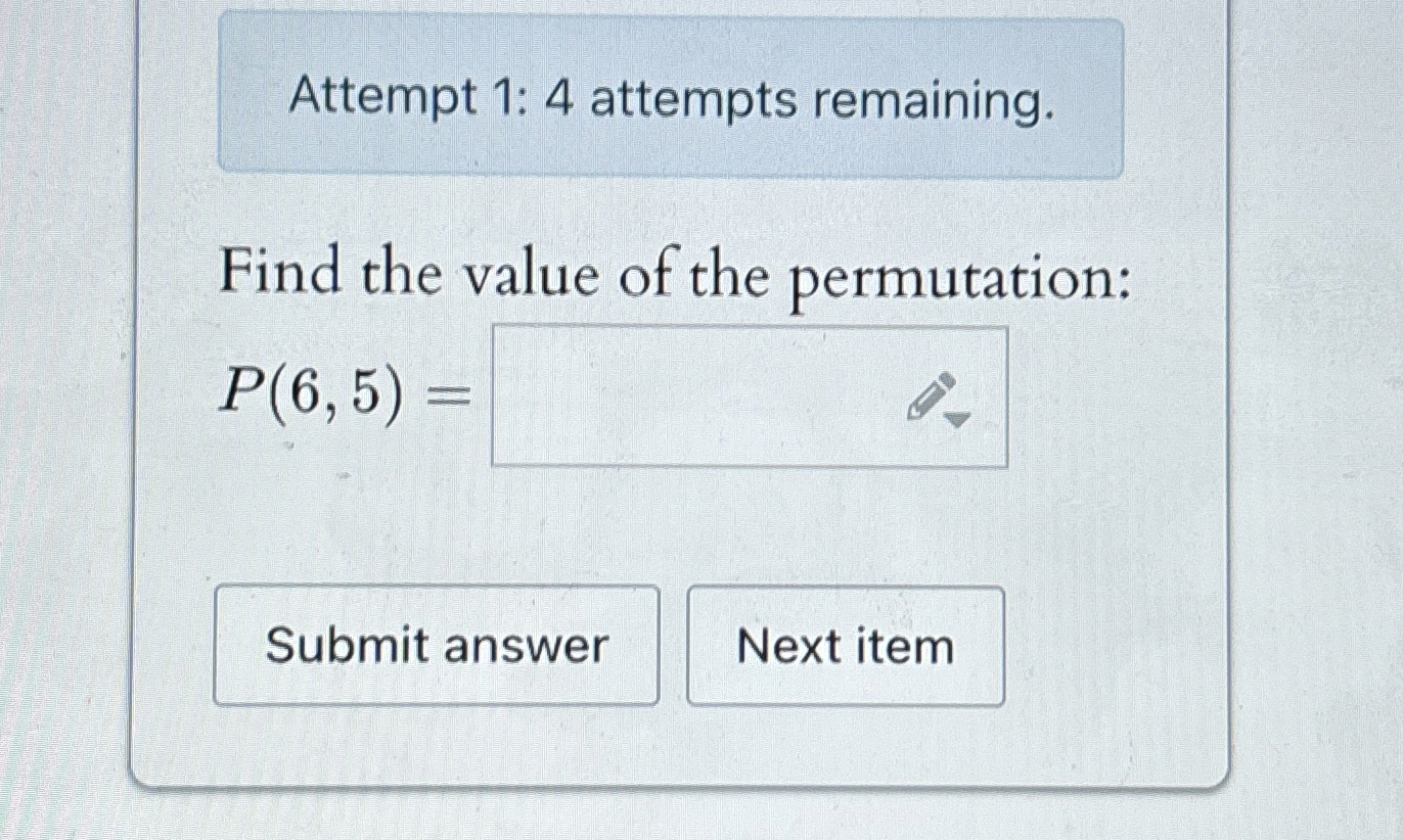 Solved Attempt 1: 4 ﻿attempts remaining.Find the value of | Chegg.com