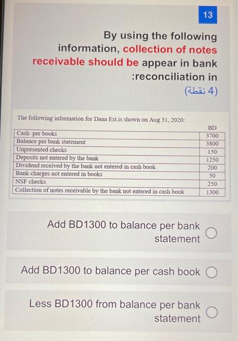 Solved 13 By using the following information, collection of | Chegg.com