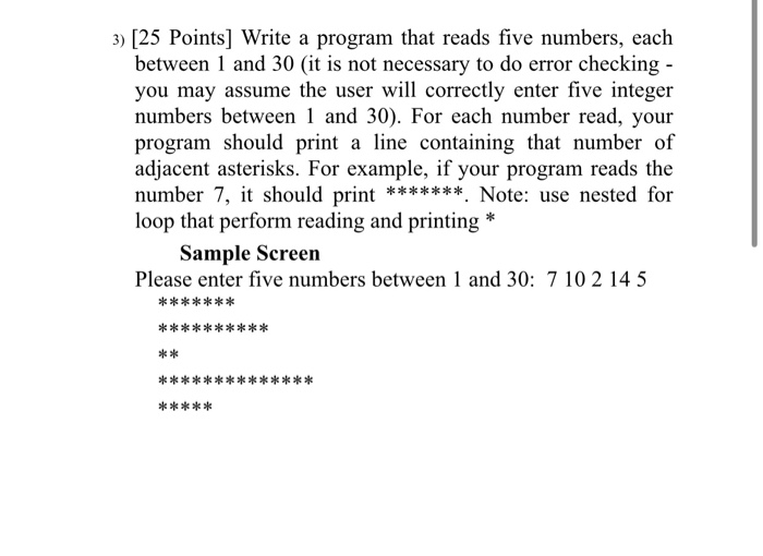 Solved 3) [25 Points] Write a program that reads five | Chegg.com