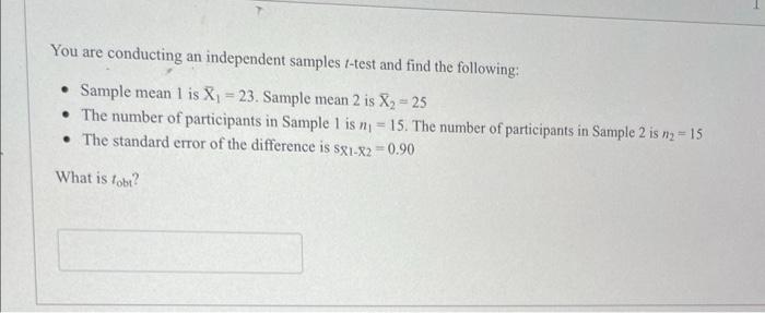 Solved You are conducting an independent samples t-test and | Chegg.com
