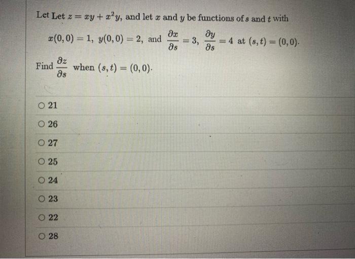 Solved Let Let Z Xy X Y And Let Ae And Y Be Functions Chegg Com