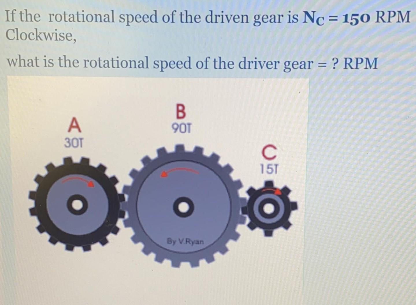 Solved If the rotational speed of the driven gear is Nc = | Chegg.com