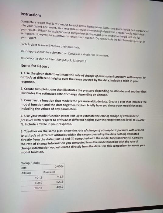 Solved Instructions Complete a report that is responsive to