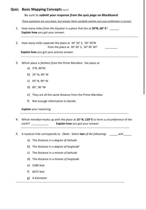 Solved Quiz: Basic Mapping Concepts saczz Be sure to submit | Chegg.com