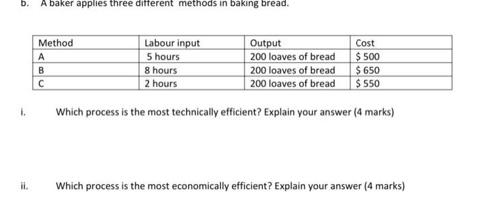 Solved B. A Baker Applies Three Different Methods In Baking | Chegg.com