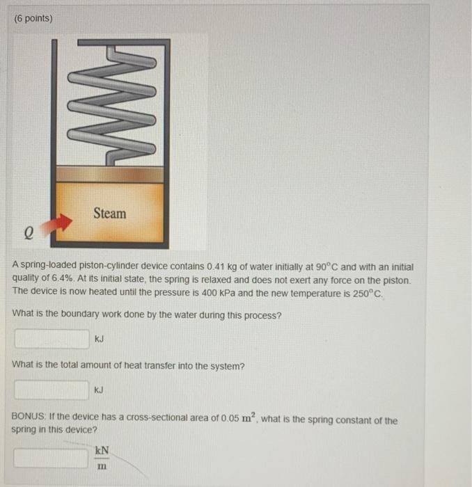 Solved A spring-loaded piston-cylinder device contains 0.41 | Chegg.com