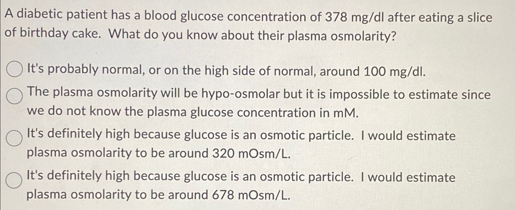 Solved A diabetic patient has a blood glucose concentration