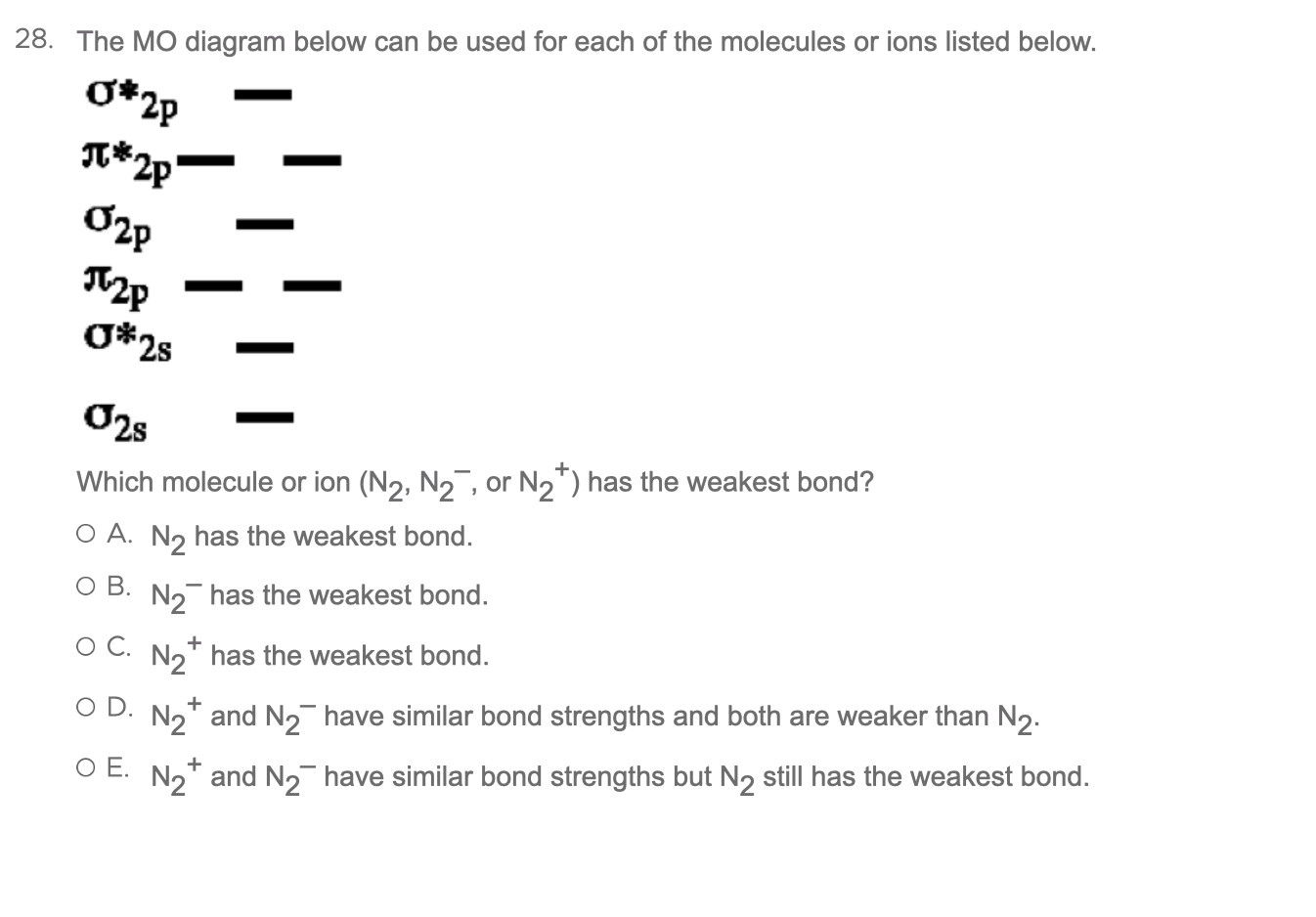 2The MO diagram below can be used for each of the | Chegg.com
