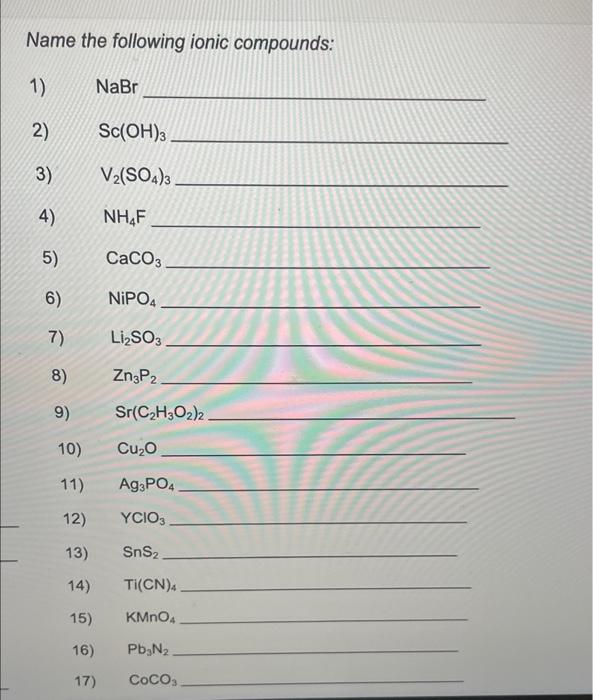 Solved Write the formulas for the following compounds: 11) | Chegg.com