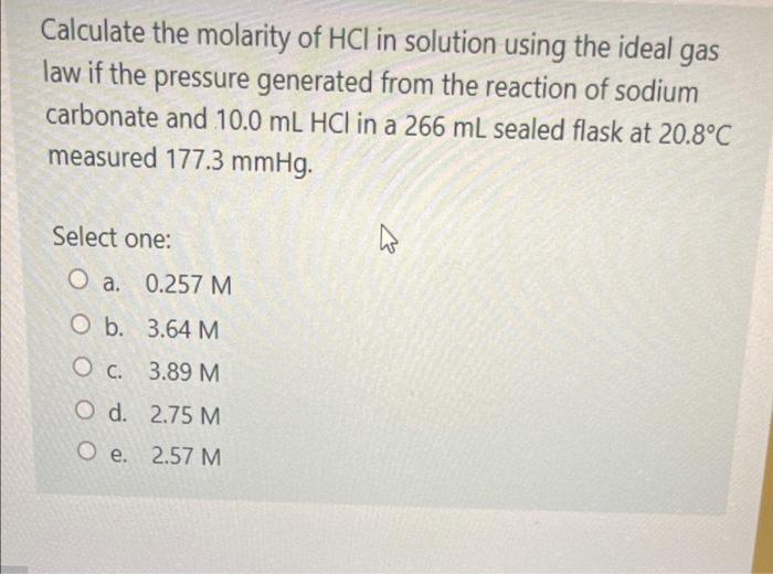 Solved Calculate the molarity of HCl in solution using the | Chegg.com