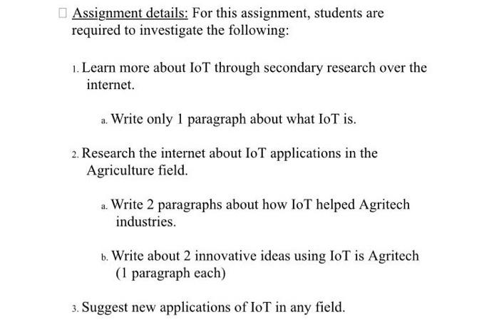 Solved Assignment details: For this assignment, students are | Chegg.com