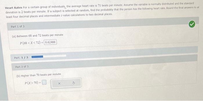 Solved Heart Rates for a certain group of individuals, the | Chegg.com