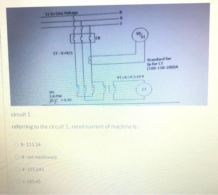 Solved 11 kw Line Voltage CB CT-X/5 Standard for Tp for CT | Chegg.com