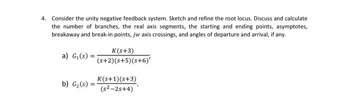 Solved 4. Consider The Unity Negative Feedback System. | Chegg.com