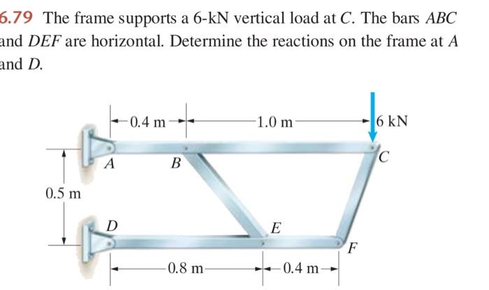 Solved 6.79 The frame supports a 6−kN vertical load at C. | Chegg.com