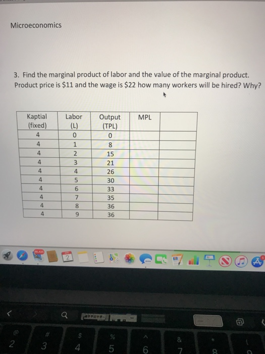 Solved Microeconomics 3. Find the marginal product of labor | Chegg.com