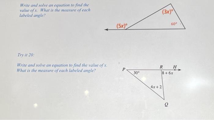 solve the equation to find the value of x
