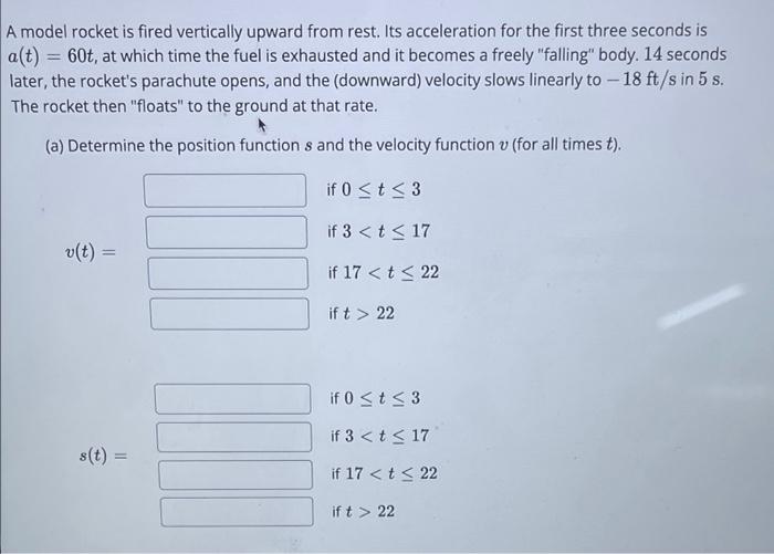 Solved A model rocket is fired vertically upward from rest.