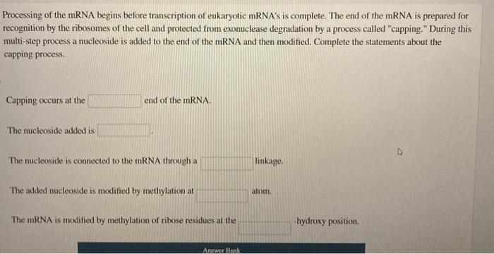 Solved Processing of the mRNA begins before transcription of | Chegg.com