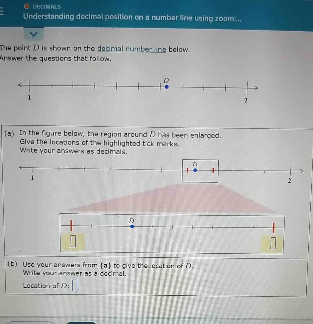 Solved Understanding decimal position on a number line using | Chegg.com
