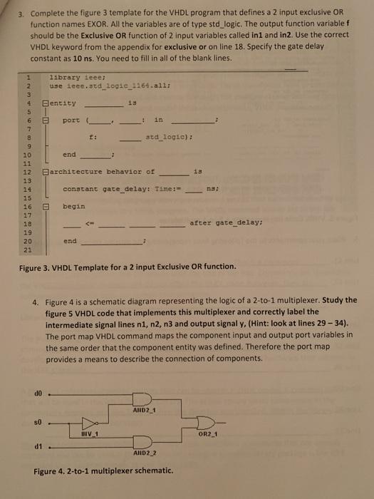 Solved 3. Complete the figure 3 template for the VHDL | Chegg.com