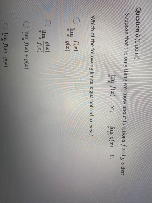Solved Question 6 (1 point) Suppose that the only thing we | Chegg.com