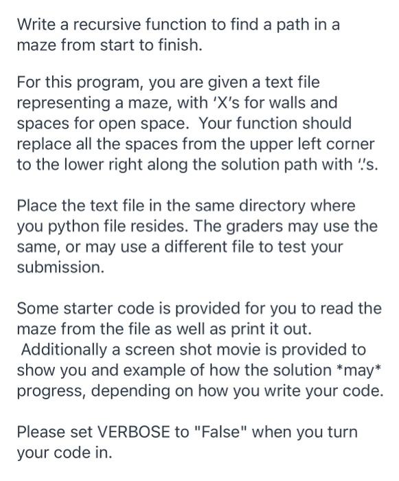 Solved Write a recursive function to find a path in a maze | Chegg.com