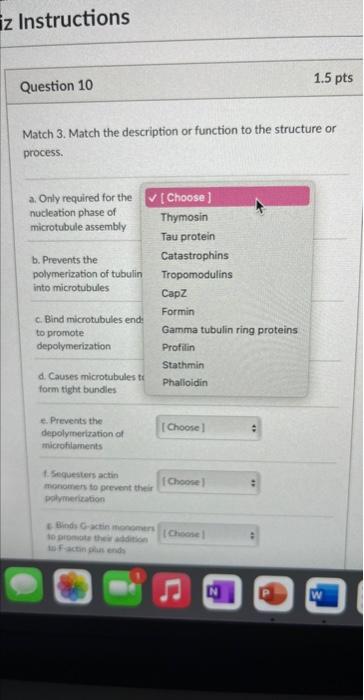 Solved Match 3. Match the description or function to the | Chegg.com