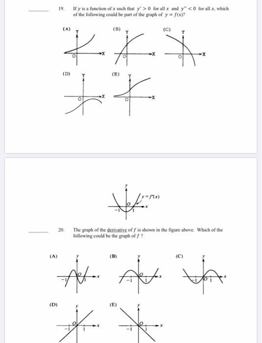 Solved 19. If y is a function of x such that y'>0 for all x | Chegg.com