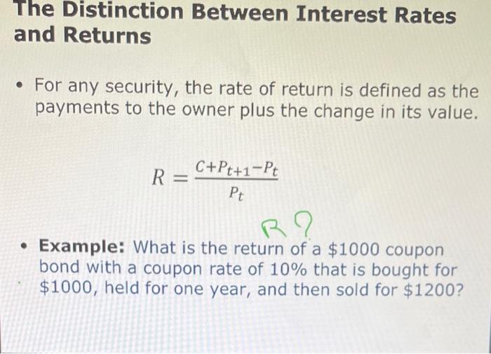 Solved The Distinction Between Interest Rates and Returns - | Chegg.com