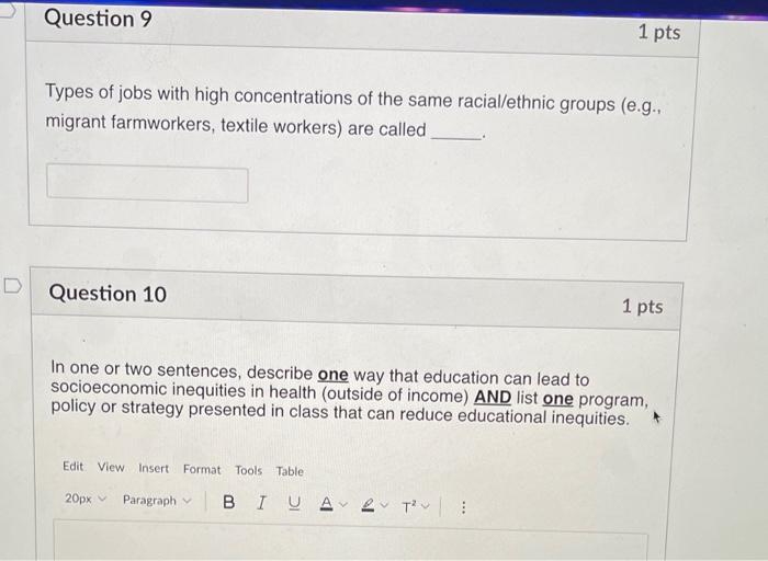 Solved Question 9 1 pts Types of jobs with high | Chegg.com