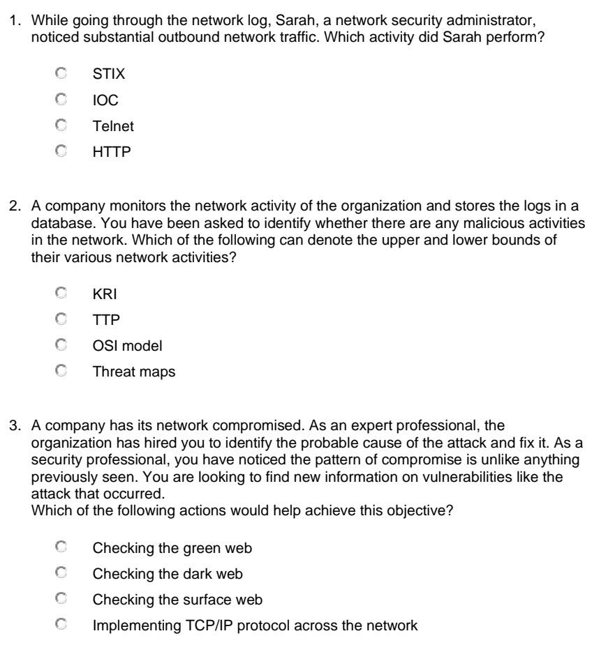 Solved 1. While going through the network log, Sarah, a | Chegg.com