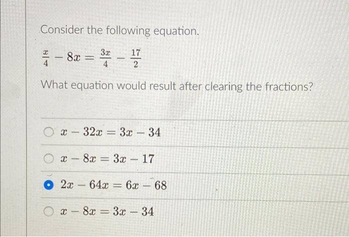 the value of x in the equation 4 2x 5 8 3x