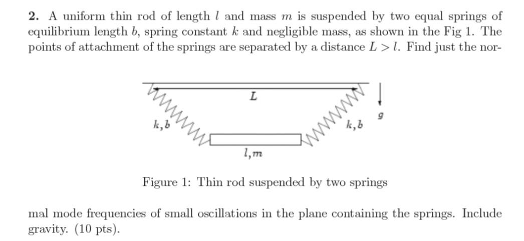2. A uniform thin rod of length l and mass m is | Chegg.com