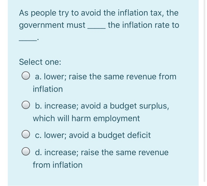 Solved As people try to avoid the inflation tax, the | Chegg.com