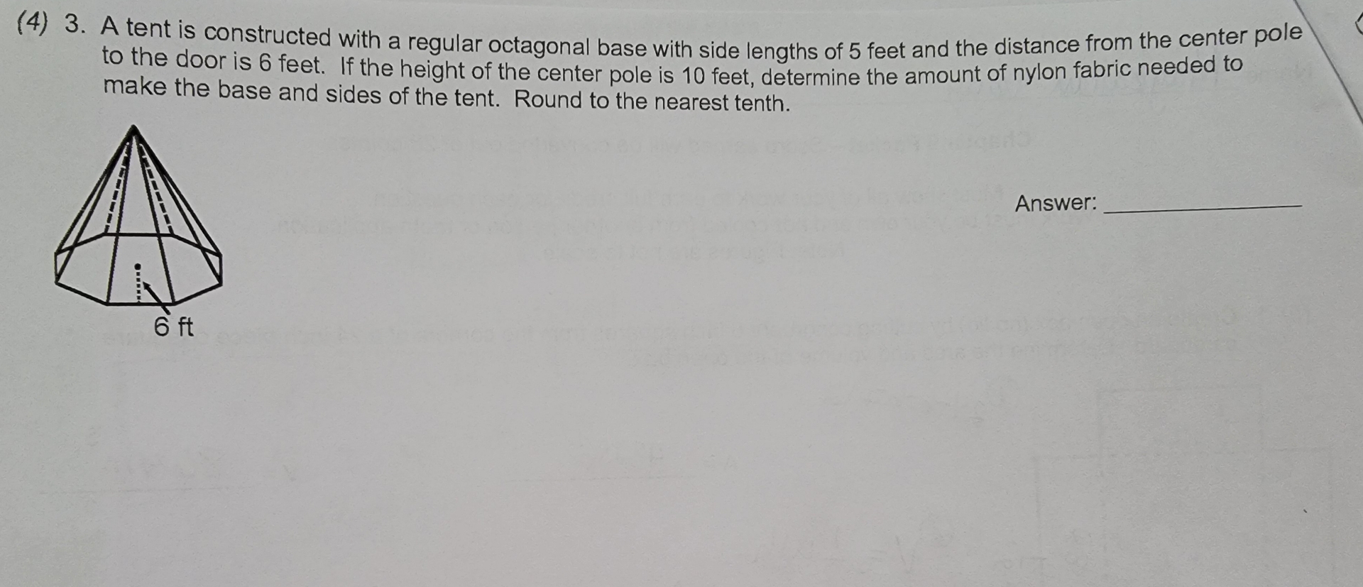 Tent Rounding Function Solved (4) 3. A tent is constructed with a regular | Chegg.com