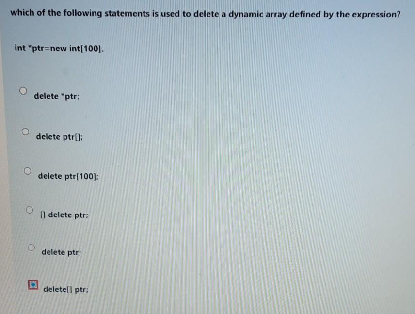 Solved which of the following statements is used to delete a | Chegg.com