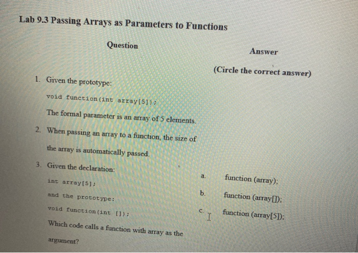 Solved Lab 9.3 Passing Arrays as Parameters to Functions | Chegg.com