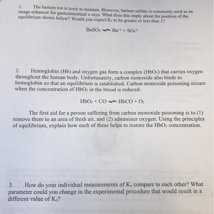 Solved 1. The barium ion is toxic to humans. However, barium