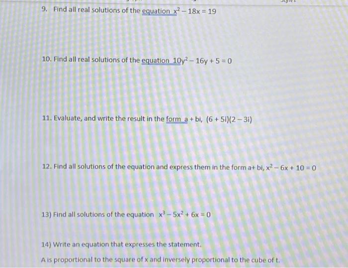 Solved 9. Find all real solutions of the equation x2−18x=19 | Chegg.com