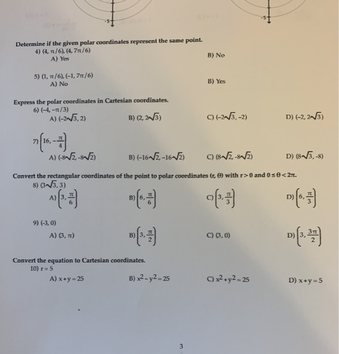Solved Determine if the given polar coordinates represent | Chegg.com