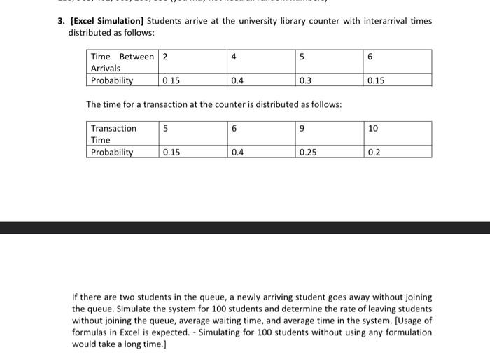 Solved Excel Simulation Students Arrive At The University Chegg Com   Image