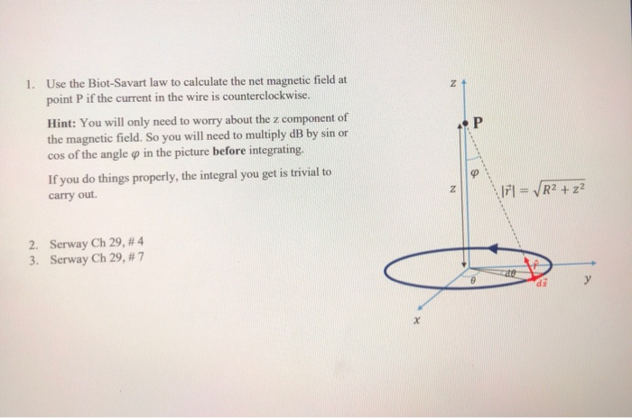 Solved Use The Biot Savart Law To Calculate The Net Magnetic 