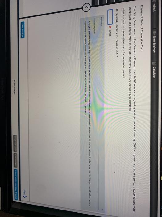 Solved Book Show Me How Calculator Equivalent Units of | Chegg.com