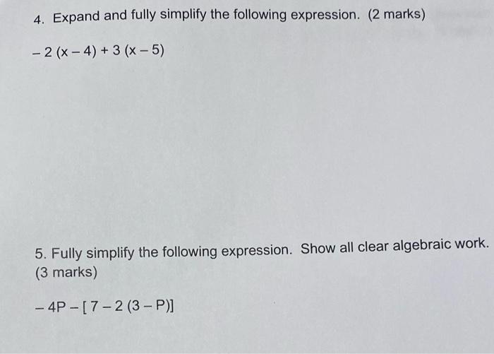 expand and simplify 4 2x 1 )  3 2x 5