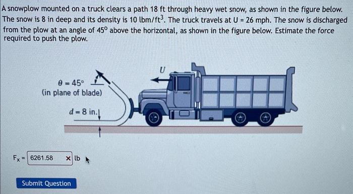 Solved A snowplow mounted on a truck clears a path 18ft | Chegg.com