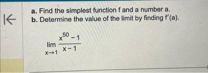 Solved a. Find the simplest function f and a number a. b. | Chegg.com