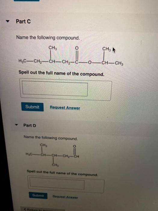 Solved Part A Name The Following Compound. CH3 CH3 | Chegg.com