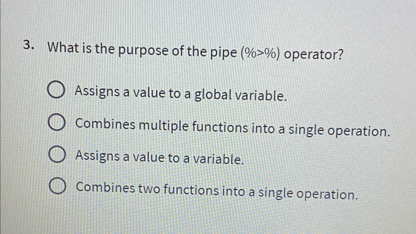 Solved What is the purpose of the pipe )>(% | Chegg.com