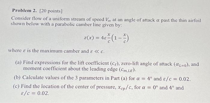 Problem 2. [20 points] Consider flow of a uniform | Chegg.com